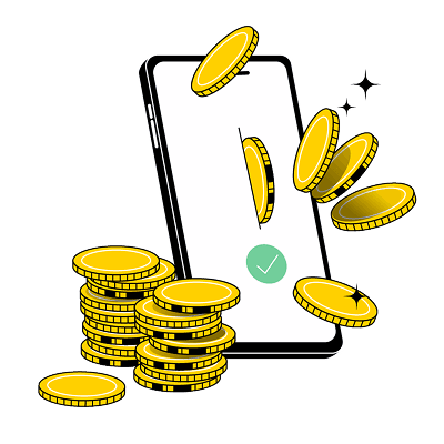 Buy Bitcoin (BTC) in any amount: a phone and Bitcoin coins showing a fractional purchase